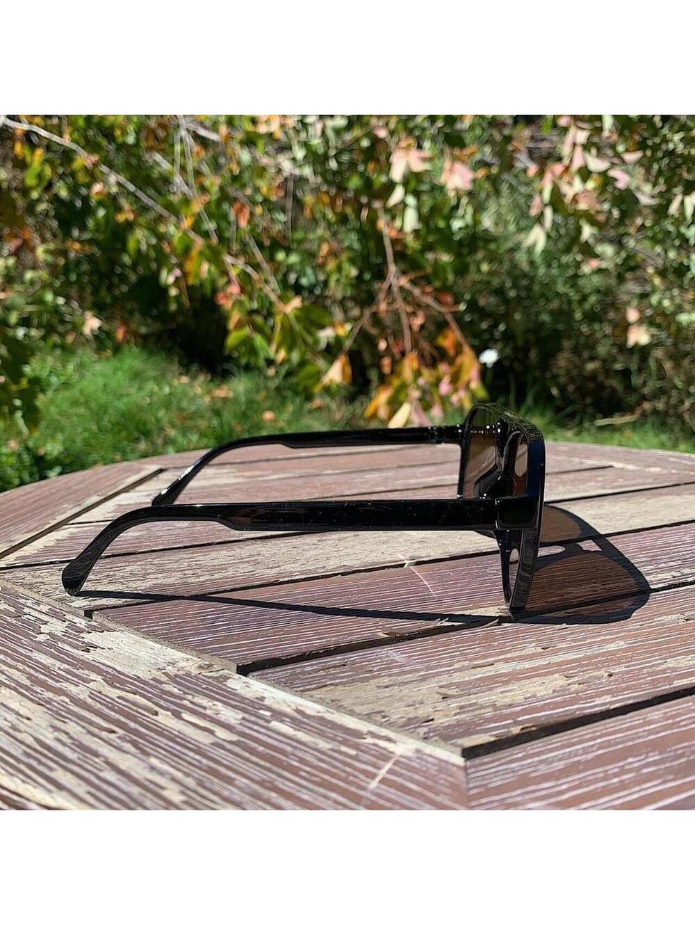 Vintage 90s y2k style unique retro square rounded shaped brown lenses sunglasses - Picture 5 of 7